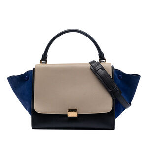 Pre-Loved Celine Medium Tricolor Leather Trapeze Satchel